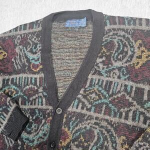 VTGCambridge Classics Sweater Mens M Black Cardigan Abstract Geometric Paisley